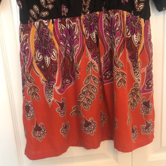 Xhilaration Floral Print Two-Toned Drop Waist Dress - Picture 7 of 8